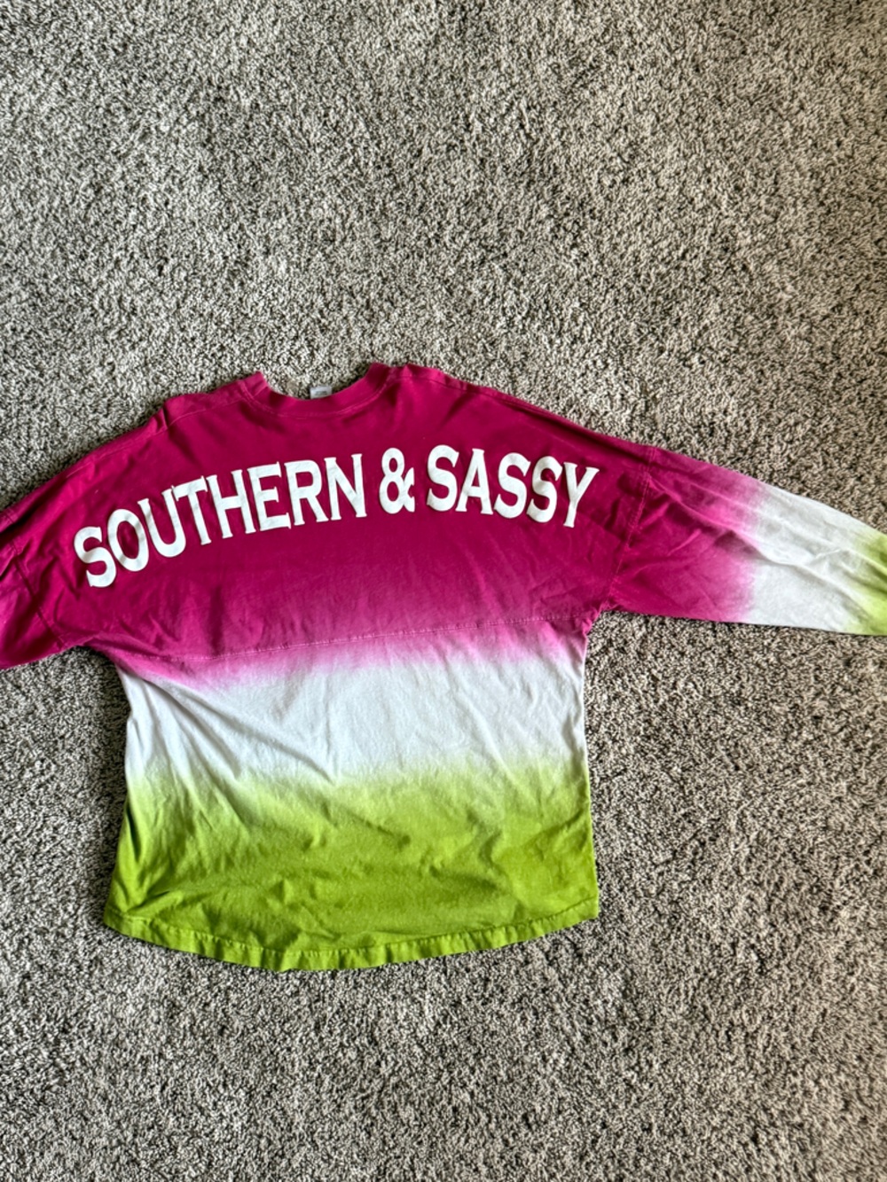 Southern & Sassy Ombre Long Sleeve Tee - Fuchsia, White & Lime